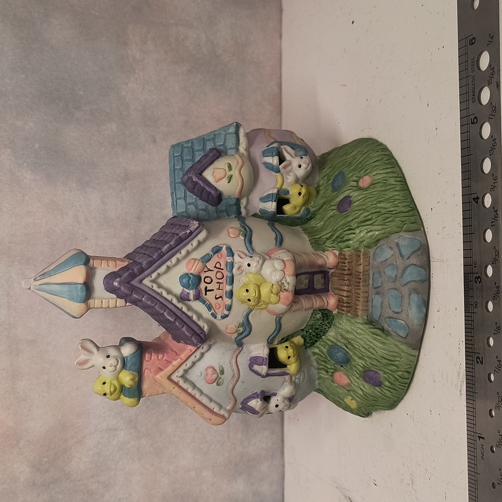 Vintage Kmart Easter Egg Bisque Porcelain Post Office Village 1992 Hand Painted